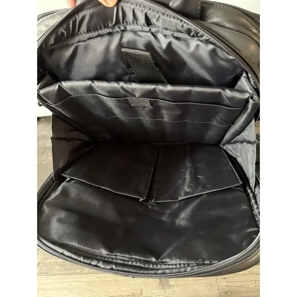 Kenneth Cole Matrix Leather Laptop Backpack Briefcase Messenger Black w/Dust Bag